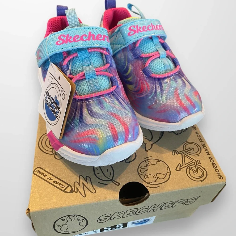 Skechers Toddler Girls Size 5.5 Swirly Sweets Sneaker‎ Shoes NEW Washable